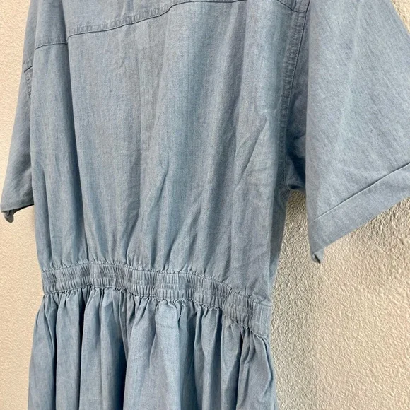 Vintage NWOT Eddie Bauer Blue Chambray Maxi Button-Up Dress Size XL/TG - Picture 9 of 13